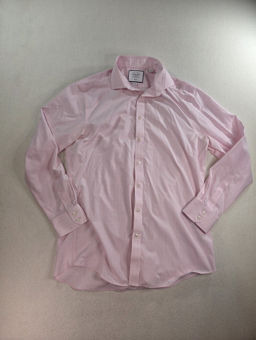Charles Tyrwhitt Pink Check Slim Fit Dress
